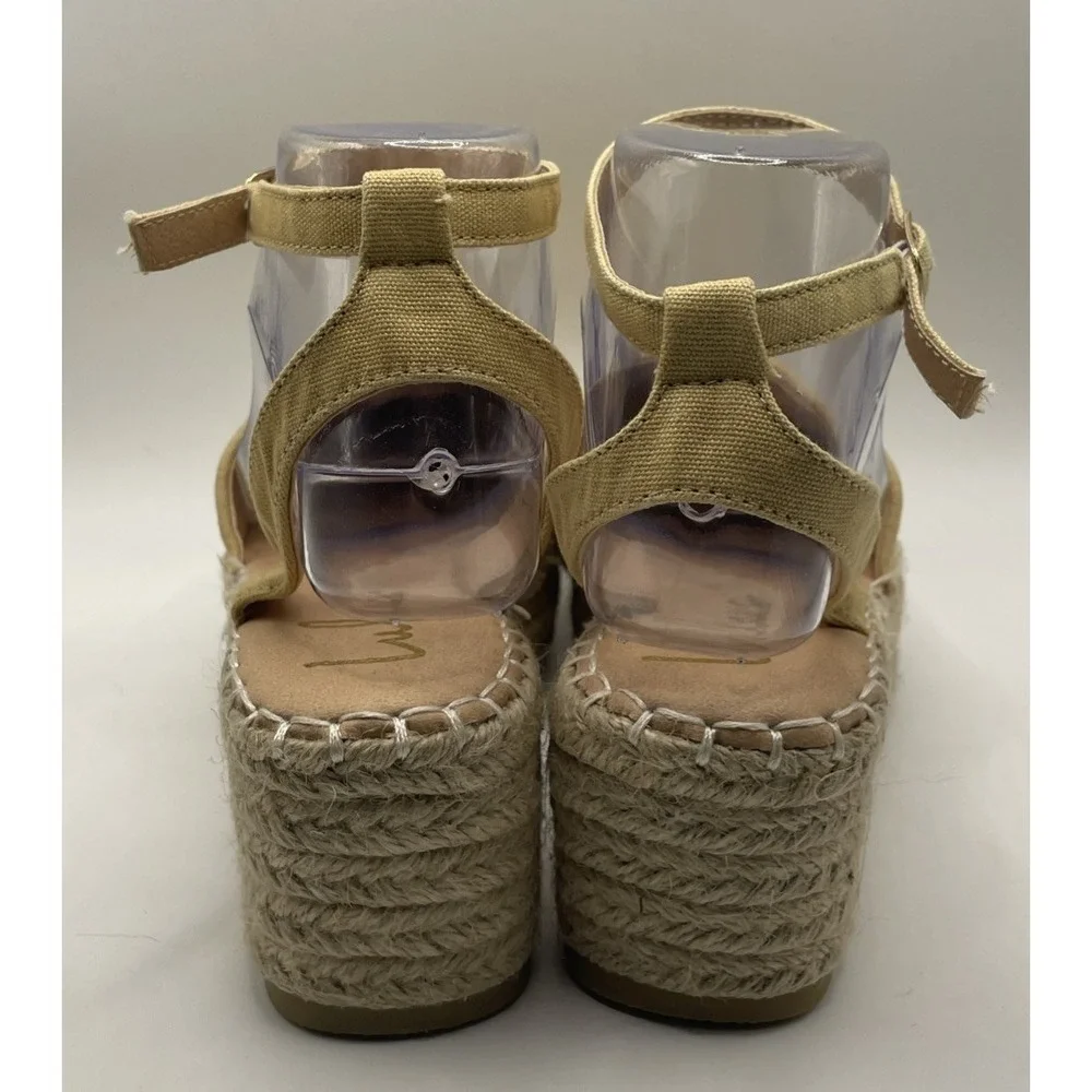 Lulus Janelle Platform Marigold Canvas Espadrille Sandals Women's Size 8